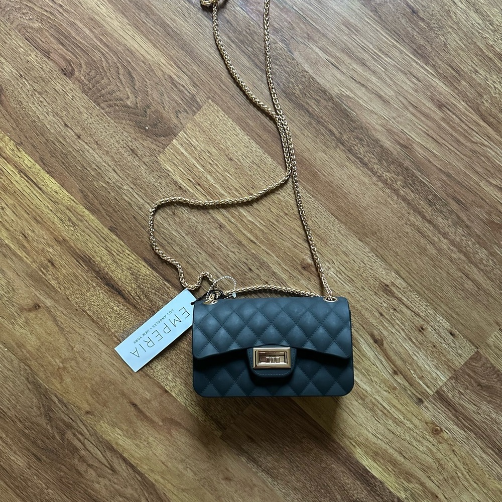 NEW Emperia Quilted Crossbody Bag – Black Faux Leather, Elegant & Vegan